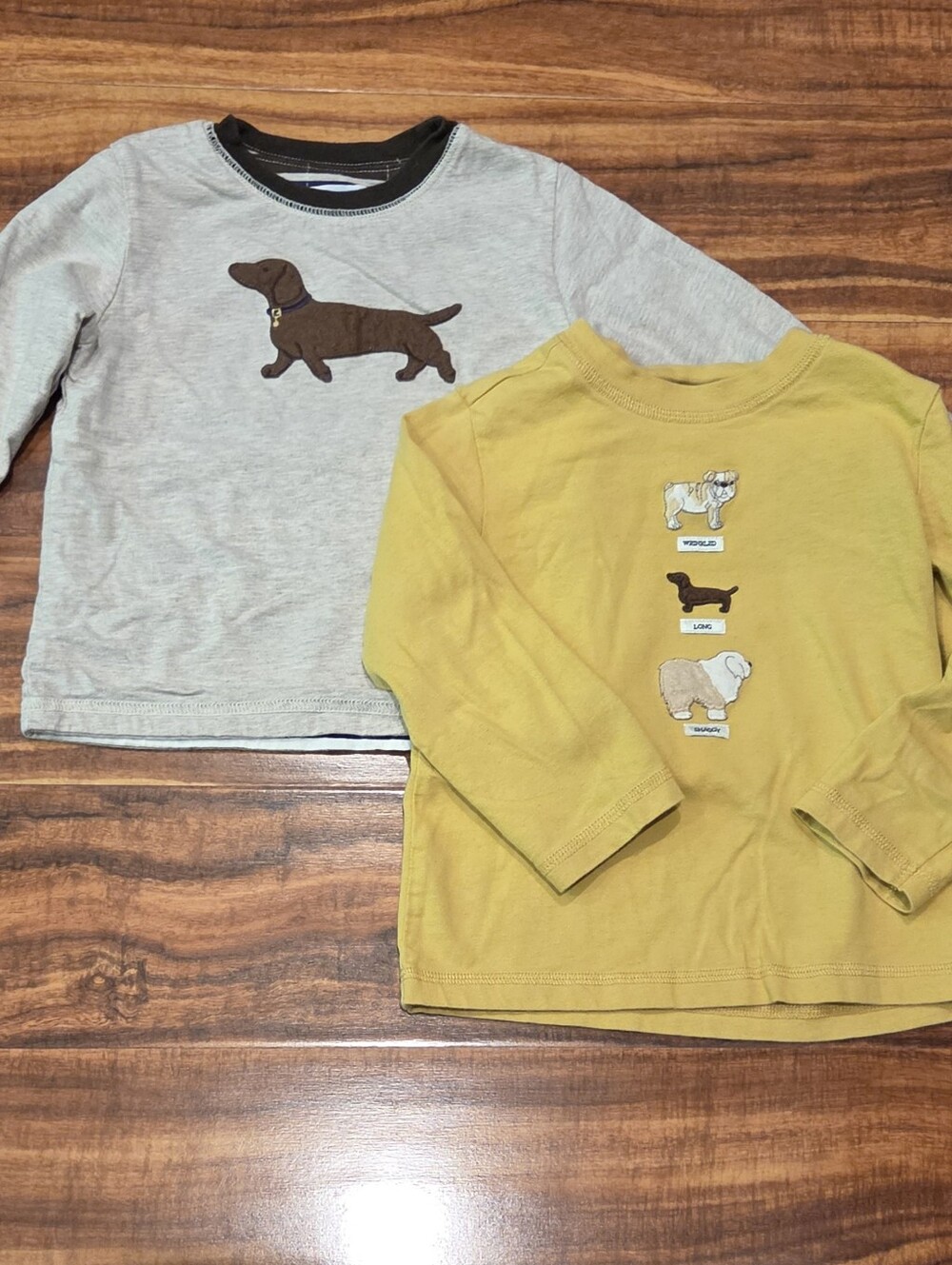 Janie and Jack EUC 18-24 Months Beige Reversible Striped Top and Yellow Dog Tee